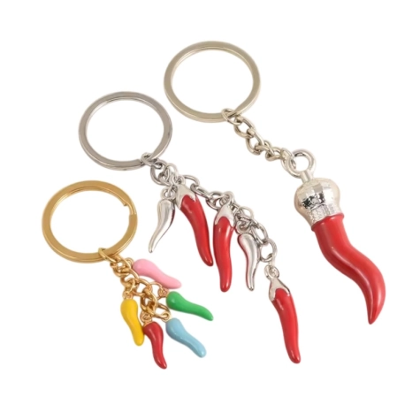 Set da 3 Portachiavi con corni portafortuna misti