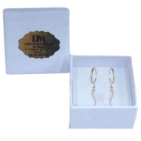 Orecchini con corno colore argento 1 cm | Portafortuna da regalare | corno rosso