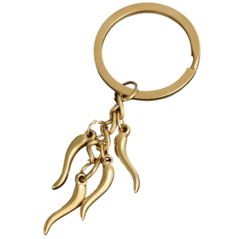 Portachiavi con corni oro metallo 6 cm