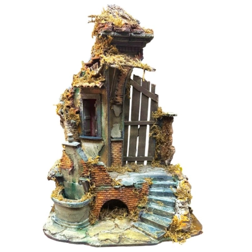 Tempio presepe per pastori da 25 a 60 cm completo di fontana