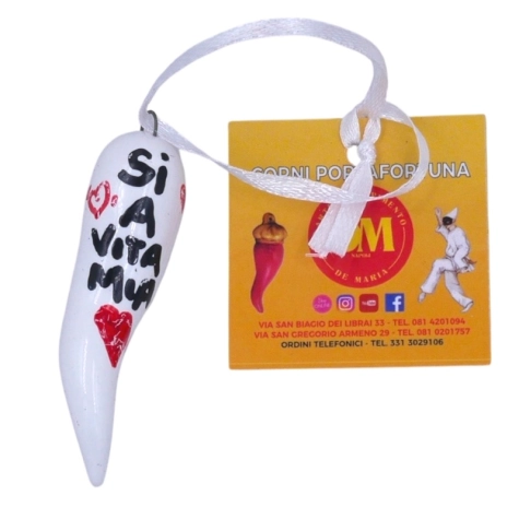 Corno dell'Amore in ceramica da 6 o 9 cm personalizzato