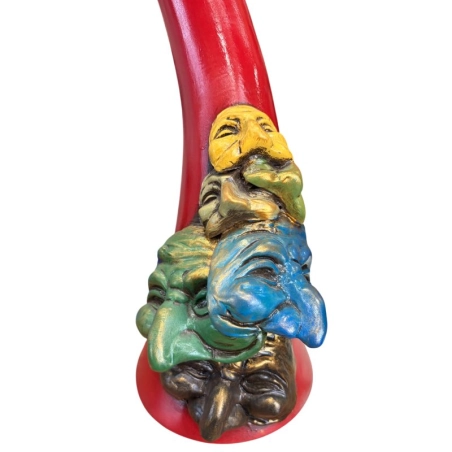 Mascherine di pulcinella su corno portafortuna 50 cm | corno ceramica portafortuna