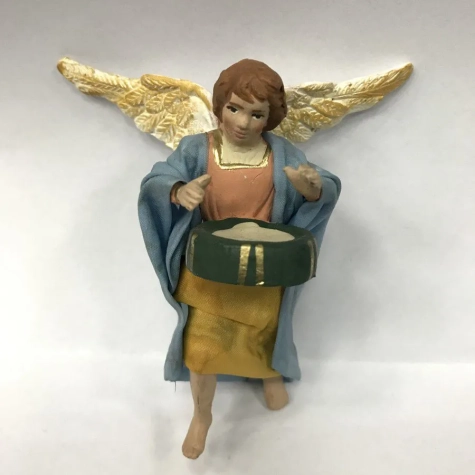 Angelo in terracotta con vestiti di stoffa 10 cm