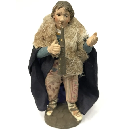 Zampognaro in terracotta con vestiti di stoffa 10 cm