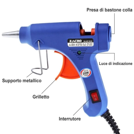 Pistola per colla a caldo con 2 stick di colla