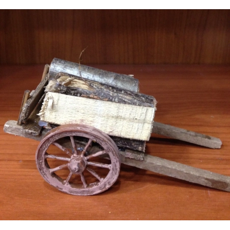 Carretto artigianale con legna presepe da costruire|scenografia presepe