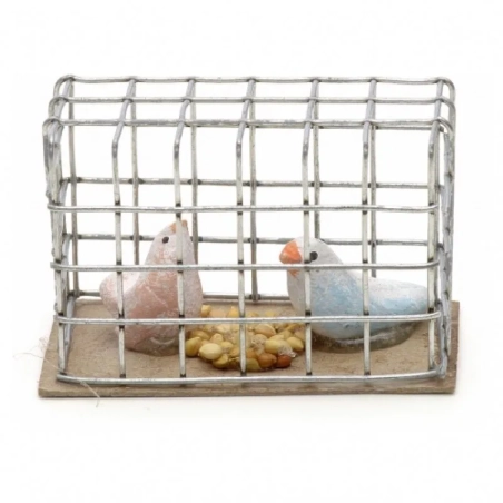 Gabbietta con uccellini per pastori da 7 a 12 cm