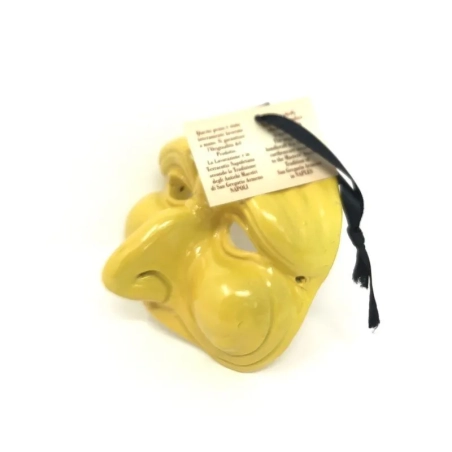 Maschera di Pulcinella gialla in terracotta 13 cm