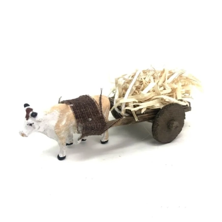 Mucca con carretto che trasporta fascine 4 cm