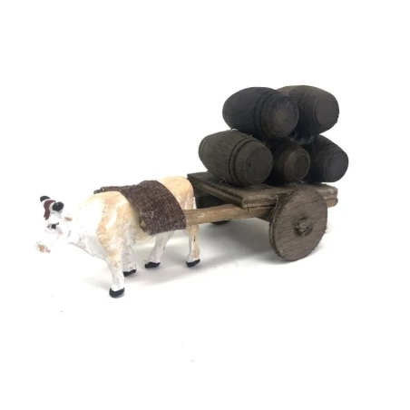 Mucca con carretto che trasporta botti 4 cm