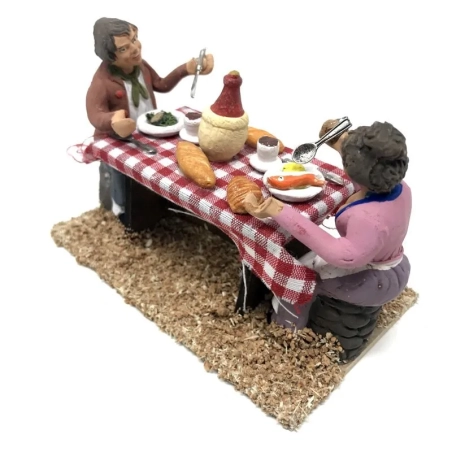 2 pastori a tavola che mangiano 10 cm