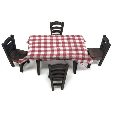 Tavolo con sedie in legno per pastori da 10 cm