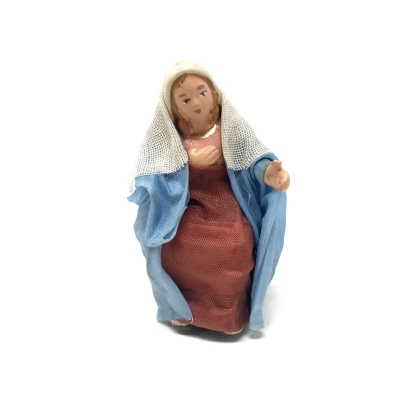 Madonna in terracotta con vestiti di stoffa 7 cm