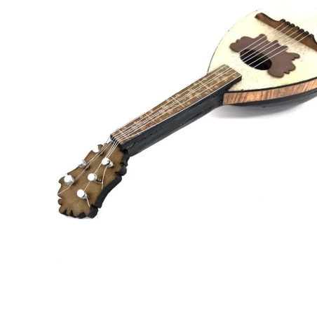 Mandolino artigianale presepe in legno 15 cm