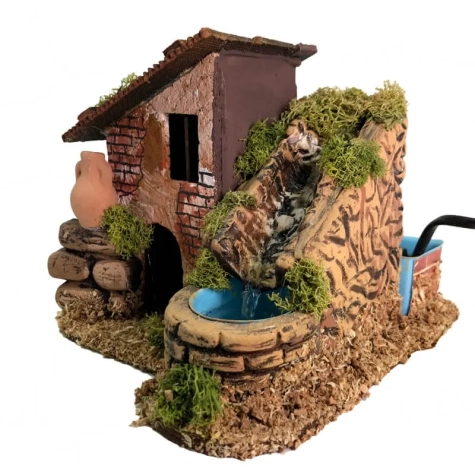 Casa antica con cascata in terracotta 14 cm 2
