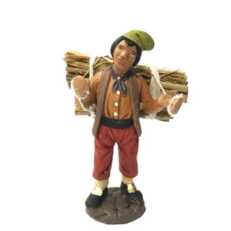 Contadino che trasporta fascine in terracotta 10 cm