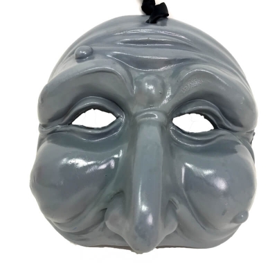 Maschera di Pulcinella grigio in terracotta 13 cm