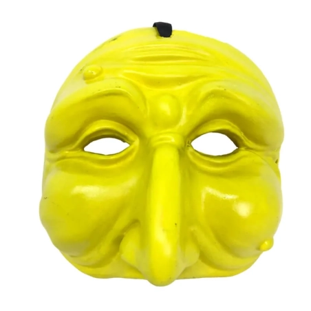 Maschera di Pulcinella gialla in terracotta 13 cm