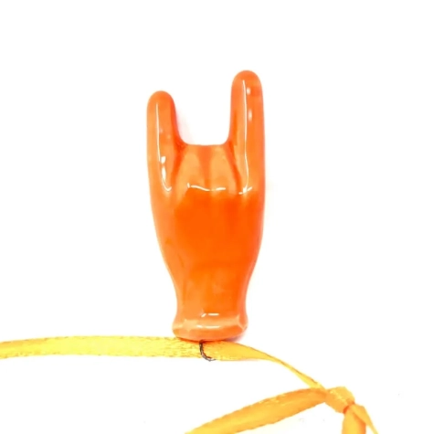 Corna in ceramica arancione 5 cm 2