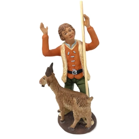 Uomo con capra in terracotta 12 cm