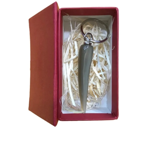 Portachiavi corno portafortuna stile osseo in scatola regalo