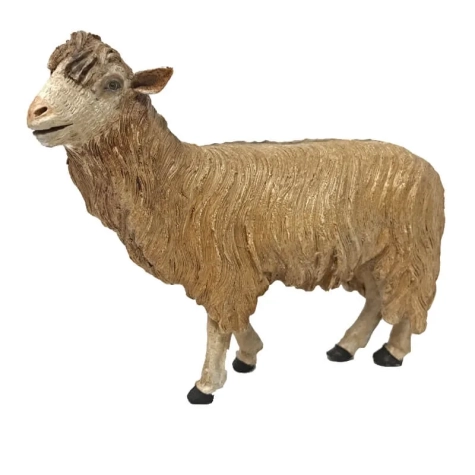 Pecora al cammino in terracotta con occhi di vetro