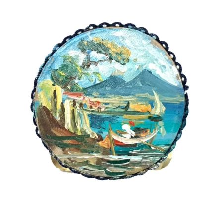 Tamburello in vera pelle dipinto a mano 8 cm