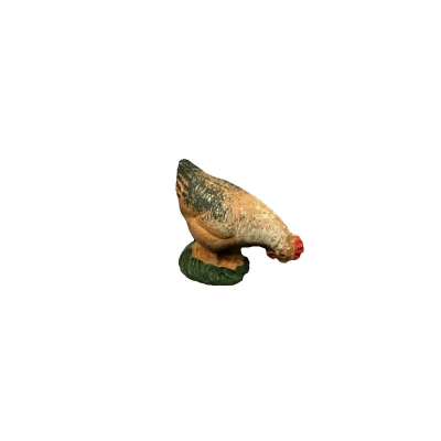 Gallina che sta mangiando in terracotta 7 cm
