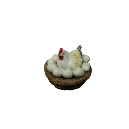 Gallina con uova in terracotta per pastori da 7 a 12 cm