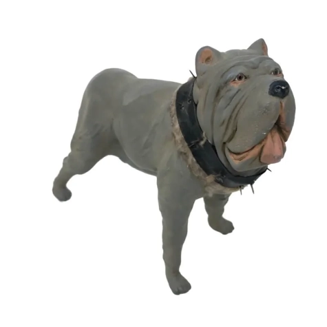 Cane in terracotta con occhi in vetro per presepe napoletano