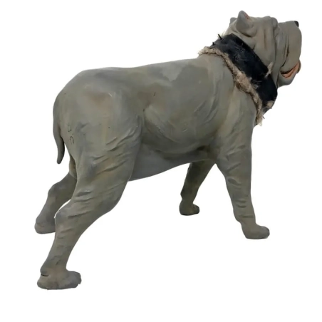 Cane in terracotta con occhi in vetro per presepe napoletano