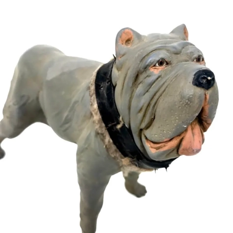 Cane in terracotta con occhi in vetro per presepe napoletano 2