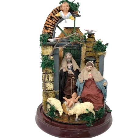 Campana con natività da 12 cm vestita in stoffa
