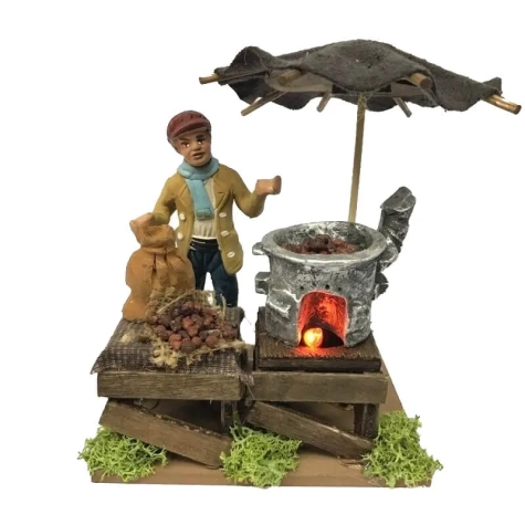 Bottega del Castagnaro con luce fuoco 10 cm