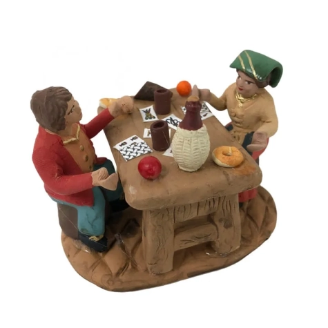 2 giocatori di carte in terracotta 10 cm