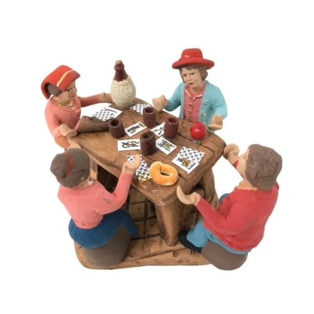 4 giocatori di carte in terracotta 7 cm