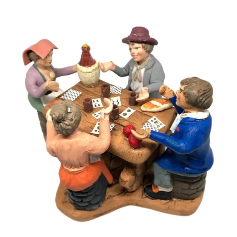 4 giocatori di carte in terracotta 10 cm