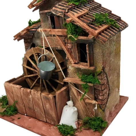 Mulino ad acqua in sughero A23 cm L20 cm P23 cm 2