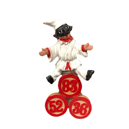 Pulcinella con panariello in terracotta con magnete