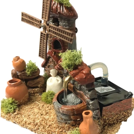 Ambientazione presepe con Mulino e fontana 15 cm