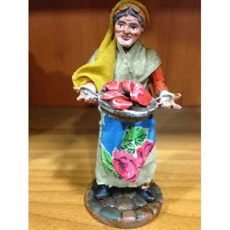 donna con piatto di carne in terracotta presepe san gregorio armeno