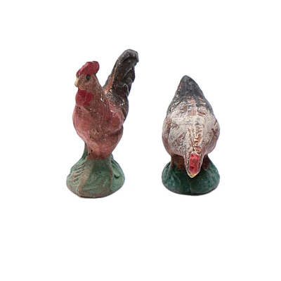 Coppia di galline in terracotta 7 cm