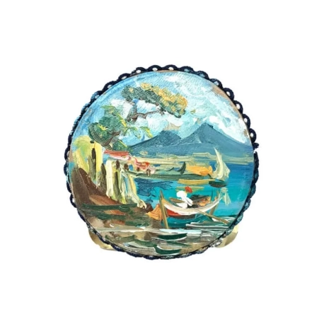Tamburello con dipinto di Napoli 4.5 cm