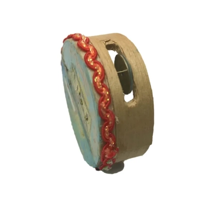Tamburello da 8 cm con dipinto di Pulcinella in scatola regalo