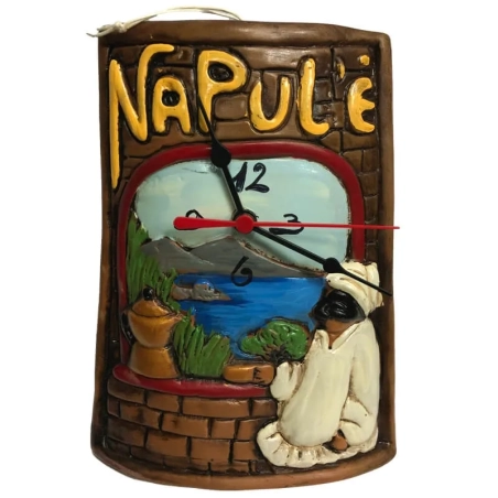 Orologio mattonella con Totò in terracotta 30 cm