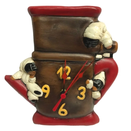 Orologio pulcinella con caffettiera in terracotta 21 cm