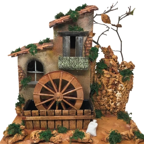Mulino ad acqua in sughero A35 cm L35 cm P25 cm