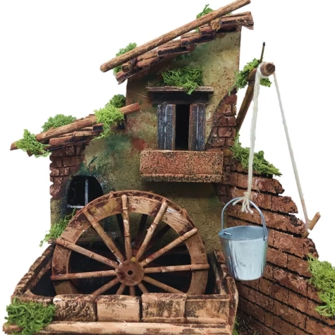 Mulino ad acqua in sughero con luce 27 cm 2