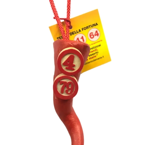 Cornetto Tombola napoletano in terracotta 9 cm