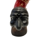 Corno con maschera di Pulcinella in ceramica e rame 23 cm
